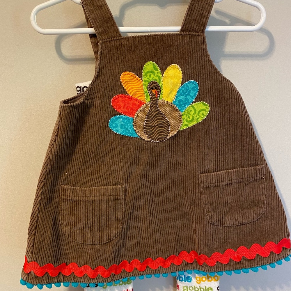 Mud Pie Thanksgiving dress w/“gobble” leggings